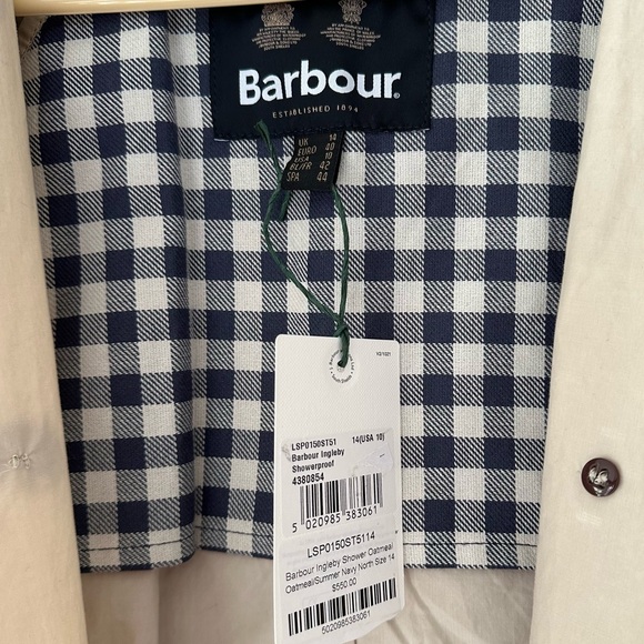 Free People Barbour Ingleby Shower Oatmeal Sz 10 NWT Color Block Contrast Collar - Picture 14 of 16
